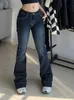 Jeans femme Kalevest Y2K High Street taille basse bleu femmes pantalons poches Bootcut Streetwear taille jambe large 2023 230330