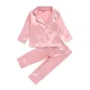 Pyjamas Children's Pyjamas Set Children's Girls 'Casual Clothing Children's Silk Satin Långärmning Pyjamas Set Casual Clothing 230331