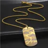 Camouflage militaire pendentif collier pour hommes en acier inoxydable Hip Hop boîte à bijoux chaîne chien Tag homme colliers cadeau de mode