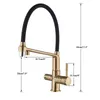 Kitchen Faucets rozin Filter Kitchen Faucet Brushed Gold 360 Swivel Pure Water Faucets for Kitchen Black Pull Down Purification Water Mixer Tap 230331