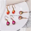 Dangle Chandelier Trendy Teardrop Verre Cristal Boucles D'oreilles Or Couleur Goutte D'eau Longue Boucle D'oreille Pour Femmes Filles Bijoux De Mode Dhgarden Dhsnw