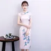 Ethnische Kleidung Rotes chinesisches traditionelles Kleid Damen Seidensatin Cheongsam Vintage Qipao Sommer Kurzarm Blumenparty