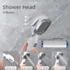 Bathroom Shower Heads 4 Modes High Pressure Shower Head With Switch On Off Button Sprayer Water Saving Adjustable Shower Nozzle Filter For Bathroom 230331