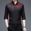 Koszulki męskie krawat barna koszula męska mączka swobodna koszula ultrathin fit chemikalia męska camisa masculina vintage odzież C792 230331