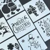 Party Decoration 7pcs Christmas Drawing Stencil For Painting Santa Claus Snowman Deer Hollow PET Mold DIY Kids Toys Reusable Graffiti Templa