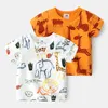 Camisetas 2021Summer casual Novo 2 3-9 10 anos de roupa infantil Cavaleiros de algodão Cavaleiros de desenho animado Animal completo T-shirt de manga curta para menino AA230330