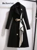 Trench de trincheira feminina Cinturão de outono elegante moda de comprimento médio casaco Windbreaker for Women Winter Cloth Jacket 230331