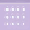 False Nails 24pcs Short Square/ Round French Pink Glitter Gold Edge Fake Full Cover Detachable Nail Tips Press On