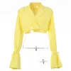 Women's Suits Chic Button White Cropped Blazer Women Coats 2023 Spring Fall Long Sleeve Short Jacket Female Turn-down Collar Outwear Y2K