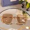 Designer Semi-Rimless sunglasses fashion luxury Sunglass UV resistant for women men eyeglasses 1279 letter Temple Style Beach shading glasses with case and chain