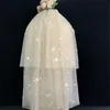 Véils de noiva Bling Véil Sparking curto com pérolas lantejas de 2 camadas de casamento Velo de Novia Champagne White