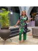 Vêtements ethniques Mode Casual Set Africain Long Top Femme Imprimé Pull En Mousseline De Soie Chemise Crayon Pantalon 88 # 230331