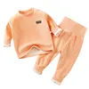 Kinder-Thermo-Unterwäscheanzug Herbst und Winter Baby plus samtdicke hohe Taille warme Baby-Langarmhose Babyanzug