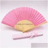 Party Favor White Hand Fan Paper Pocket Folding With Gift Box Church Summer DIY Decoration Supplies RRB16125 Drop Delivery H DHBKK