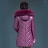 Cappotto da donna in pelle da donna Inverno 2023 Moda Collo in pelliccia calda Giacca con cappuccio in finta pelle di pecora Top Capispalla Donna Taglie forti L-7XL