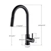 Kitchen Faucets Hownifety Black Kitchen Faucet Cold Water Mixer Crane Tap Sprayer Stream Rotation Sink Tapware Wash For Kitchen Pull Out 230331