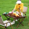 Camp Furniture Folding Wood Table Portable Outdoor Indoor All-Purpose Foldable Picnic Cake Roll Wooden In A Bag For Camping