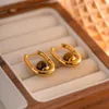 Stud-oorbellen Hoogwaardige geometrische semi-lege stenen Pearl roestvrij staal 18K gouden PVD-geplateerde stijlvolle sieraden voor vrouwen