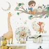 Adesivi Murali BRUP Simpatico Cartone Animato Animale Adesivo Ragazzo Albero Adesivo Foresta Carta Da Parati Camera Dei Bambini Baby Room Decalcomania Decorativa 230331