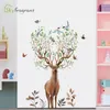 Wall Stickers Nordic creative forest elk wallpaper bedroom decoration Ins self-adhesive living room wall decoration Home decoration Entrance decoration 230331