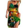 Abiti casual Fiore di girasole Abito da spiaggia con stampa floreale 3D Abito da donna vintage sexy Abito da spiaggia formale senza maniche Abito estivo femminile elegante