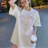 Women's T-Shirt Cotton T-shirts Women Purple Cobweb Print Summer Short Sleeve College Korean Loose All-match Design Tops Harajuku Fashion 230331