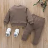 Clothing Sets 0602 Lioraitiin 04Years Little Toddler Boy Round Neck Long Sleeve Embroidered Bear Patch Tops Elastic Waist Pant 230331