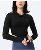 lu Womens Yoga Shirt Long Sleeve For Fitness Skintight Fake Two Pieces Ladies Casual Outfits Adult Sportswear Gym Fitness Wear Shirts 3 Colors ll22062