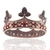 Ślubna biżuteria do włosów barokowy szampański kryształ w pełni z okrągłych czarnych dużych tiar królewski król mężczyźni korony chłopcy Vintage bal kostium książę akcesoria 221109