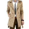 Men's Trench Coats Men Doublebreasted Turndown Collar Slim Cardigan Autumn Jacket for Daily Wear 230331