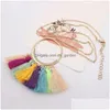 Pendant Necklaces New Arrival Tassel Dangle Necklace Fringed Sweater Gold Chain Mti Color For Women Valentines Day Giftz Dro Dhgarden Dhjda