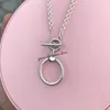 Pendant Necklaces Gincco 2023 Fit Original Charm Moments Classic O T-bar Necklace With Pouch Gift For Girl