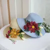 Wide Brim Hats Flowers Summer Beach Hat Sun Straw Sombreros De Sol For Women Gorro Cappelli Da Sole Chapeau PailleWide