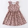 Girlymax, летняя одежда для маленьких девочек, арбузное шелковое платье без рукавов с леопардовым принтом, детская одежда до колена с леопардовым принтом
