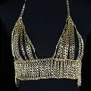 Women's Tanks Beach Tank Metal Chain Tops Summer Glitter Backless Top Women Sexy Club Gold Silver Bar Party Wear Crop Burning Man