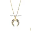 Collares colgantes Collar de luna creciente Vintage Colorf Cubic Zirconia Oro para mujeres 18k Cadena de bola plateada Cuerno Jewelryz Dr Dhgarden Dhn2P