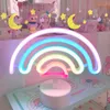 Nocne światła USB Neon Znak LED Lody Rainbow Lampa światła do sypialni na zewnątrz bateria oparta na girlandach ślub świąteczny wystrój P230331