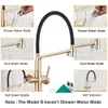 Kitchen Faucets rozin Filter Kitchen Faucet Brushed Gold 360 Swivel Pure Water Faucets for Kitchen Black Pull Down Purification Water Mixer Tap 230331