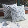 Pillow Embroidered Geometric Cover Decorative Case Simple Chinese Blue Coussin Modern Home Office Sofa Deco
