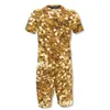 Men's Tracksuits 2022 New Trend Men Clothing Summer Short Sets Shiny Gold Digital Printing T Shirt Shorts Suit Beach Casual Attire Male Outfits W0322