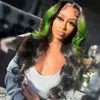 Brazilian Hair Transparent Front 180desntiy Body Wave Highlight Green Lace Frontal Wig Synthetic for Women