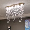 Lampadari Rettangolo Lampadario da cucina Cascata Lampada a sospensione in cristallo Soggiorno Camera da letto Luci Apparecchio Illuminazione interna moderna