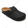 Boston Habana Designer Kvinna Sandal Leather SFB Black Oiled Suede Luxury Slipper Man Indoor Buckle Strap Flats Cork Summer Slide Shoes