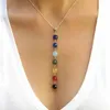 Colares de pendentes 7 Chakra Gem Stone Breads Colar Bracelet Conjunto para mulheres ioga cura equilibrando gargantilha bijoux jóias femme