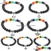 Kette 7 Chakra Heilung Perlenarmband 8 mm Lavastein Tigerauge Perlen für Frauen Männer Mode Yoga Charme Jewelryz Tropfen liefern Dhgarden Dh59U