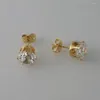 Orecchini a bottone CUTE PLACCATO ORO GIALLO CZ ZIRCON PIETRA FORMA DIAMETRO 8 MM ORECCHINO 0,31"