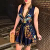 Casual Dresses Shirt Dress Lapel 3D Cutting Civersatile Peacock Pattern Women Short Clubwear