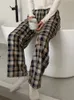 StartseiteProduktcenterHarajuku FlatbottomsHosen mit super weitem Bein für Damen Koreanischer karierter Pyjama mit hoher Taille Frühling/Sommer 230331