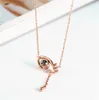 Pendant Necklaces 316L Stainless Steel Demon Eye Necklace Projection 100 Languages I Love You Titanium Rose Gold Not Fade
