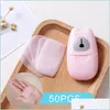 Soaps 50Pcs/Box Disinfectant Soap Paper Convenient Washing Hand Outdoor Portable Disposable Sheet Mixed Box Send Drop Delivery Home Dhf08